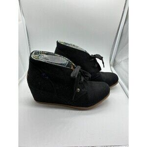 Mad Love Women's Black Canvas Wedge Booties Size 9 Ankle Boots